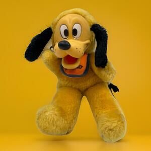 Vintage Disney Park Pluto W/ Bib Stuffed Animal Ground Nut Shells Filling
